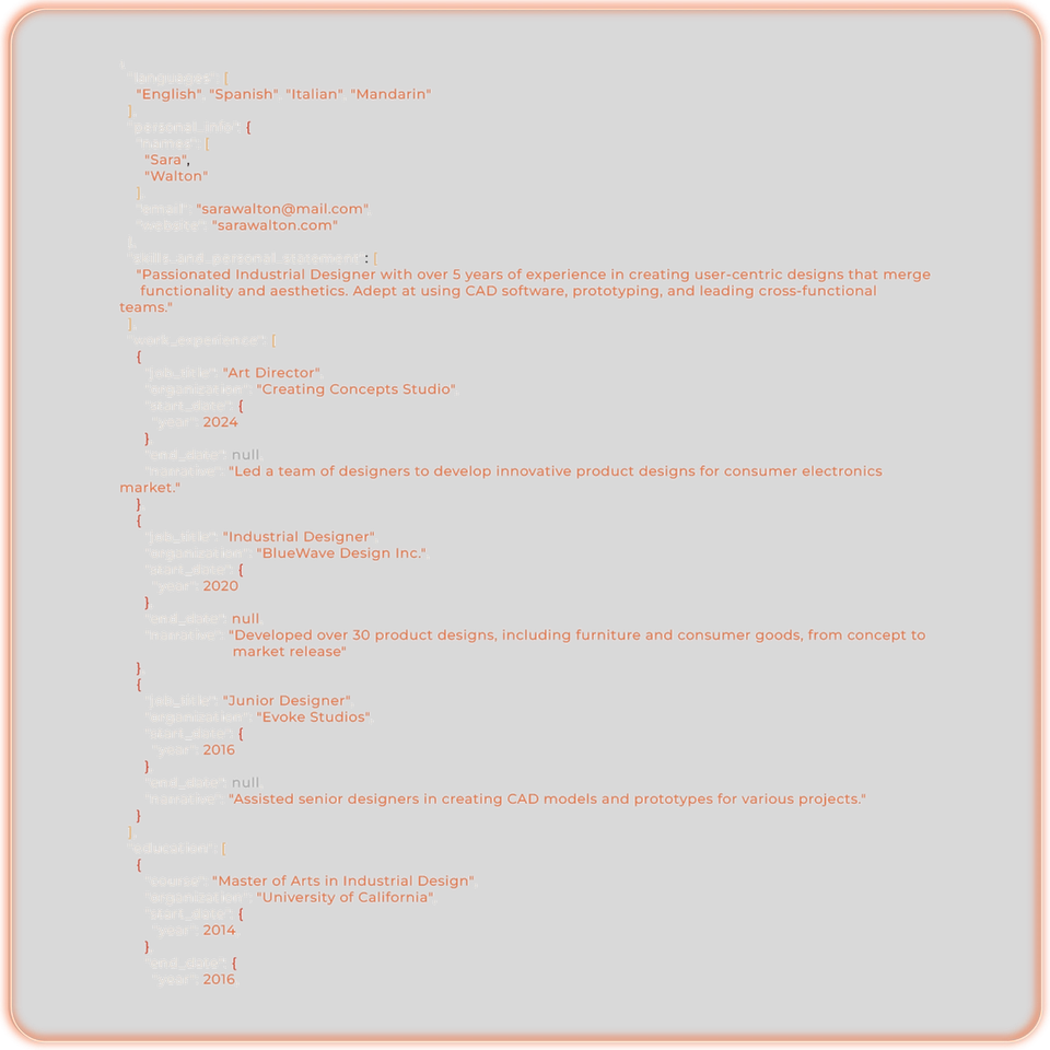 Parser output JSON